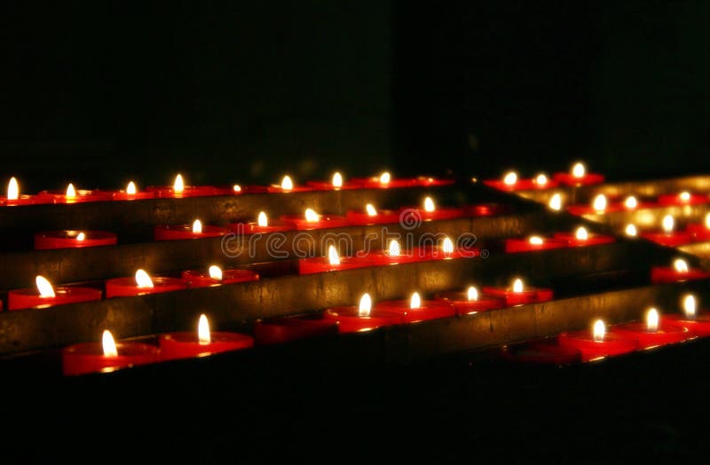 Prayer Candles in Church stock photo. Image of flames 12199326