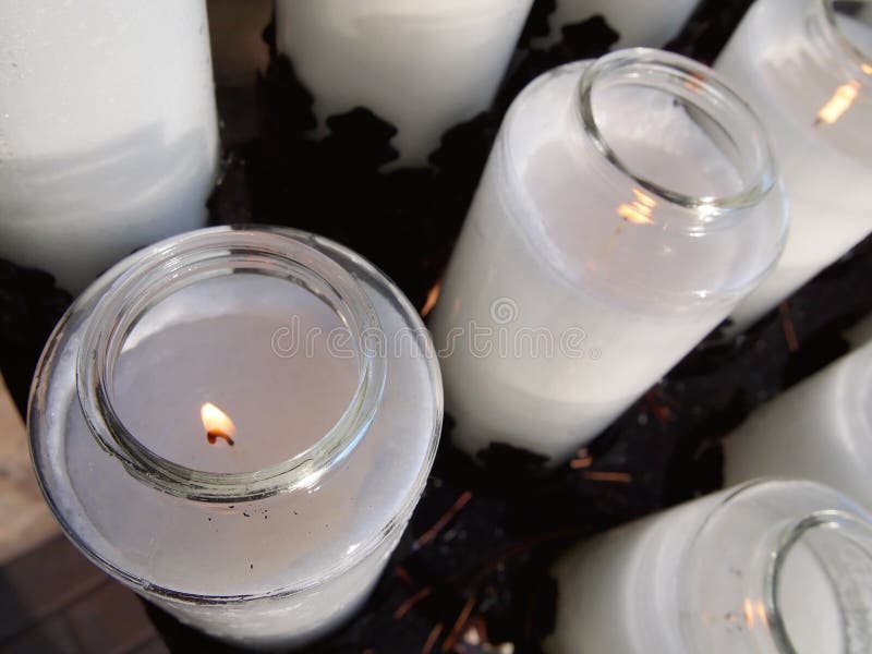 Prayer Candles Closeup stock photo. Image of altar, pray 80679482
