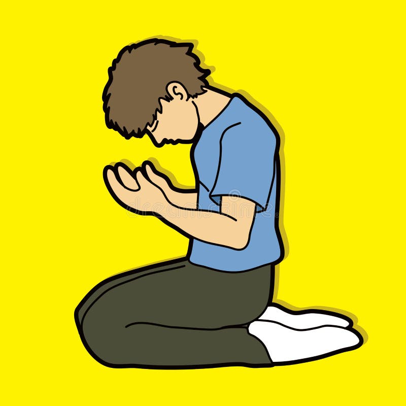 Prayer, Christian Praying Cartoon Graphic Vector Stock Vector