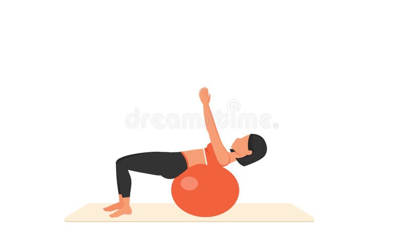 Crunch Woman Exercise Animation 3d Model On A White Background In The Red T Shirt Low Poly