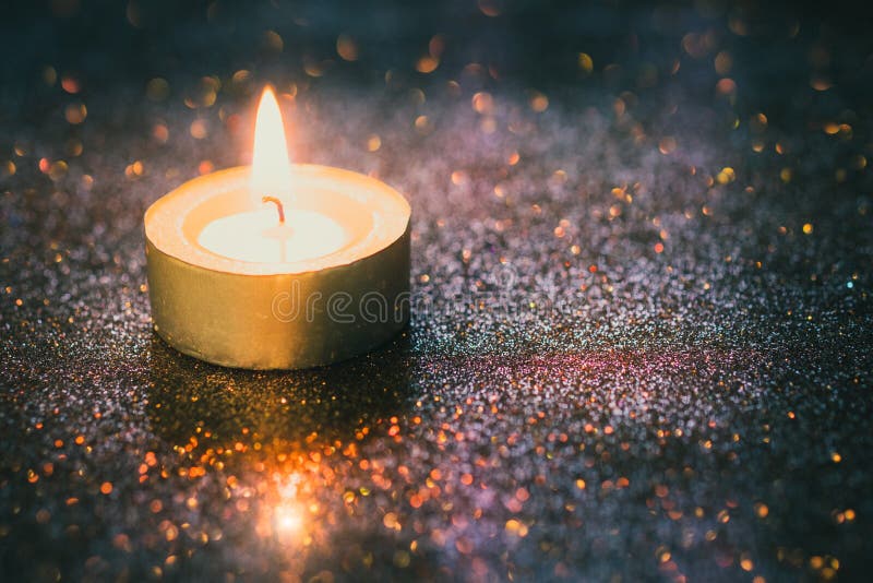 Prayer and Hope Concept. Retro Candle Light with Lighting Effect Stock Image Image of bokeh