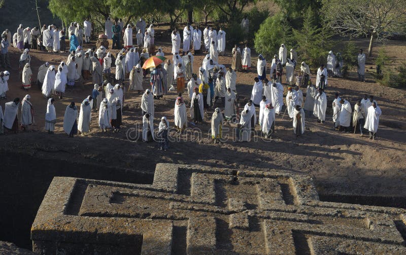 Prayer at the Lalibela Church stock images Prayer at the Lalibela Church stock images