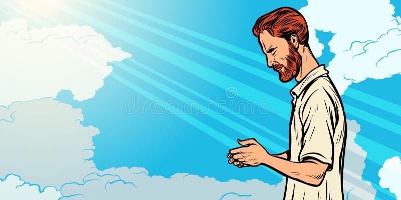 Prayer man, religion and faith. Islam Christianity spirituality vector illustration Prayer man, religion and faith. Islam Christianity spirituality vector illustration