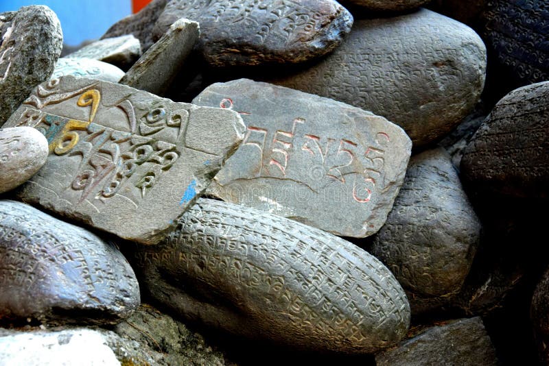 Prayer Rocks stock image. Image of himalayas, buddhist 99234907