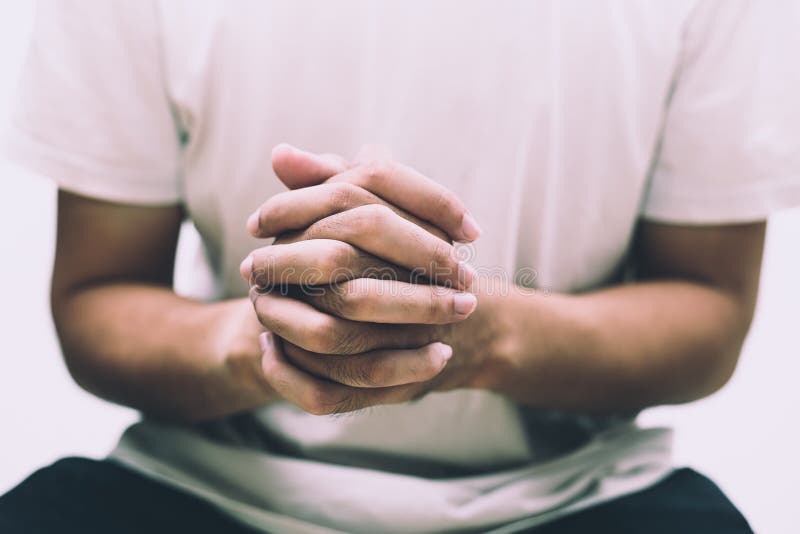Praying Hands Closeup Shot stock photo
