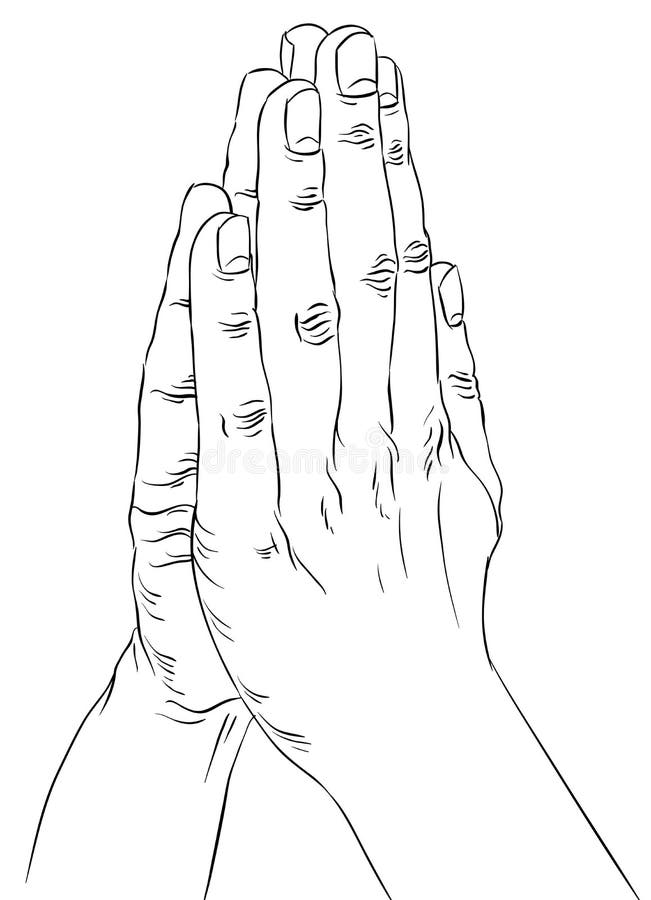 Download Praying Hands, Detailed Black And White Vector ...