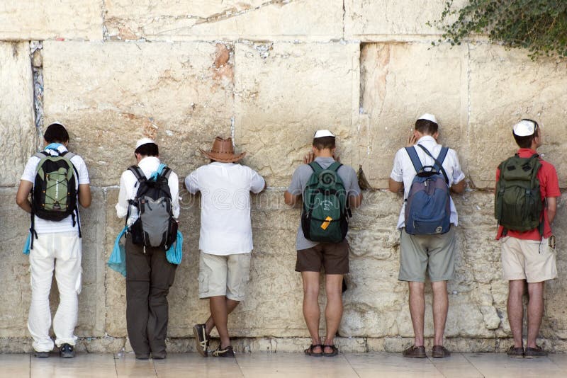 Praying men at Western wall in Jerusalem, Israel royalty free stock image Praying men at Western wall in Jerusalem, Israel royalty free stock image
