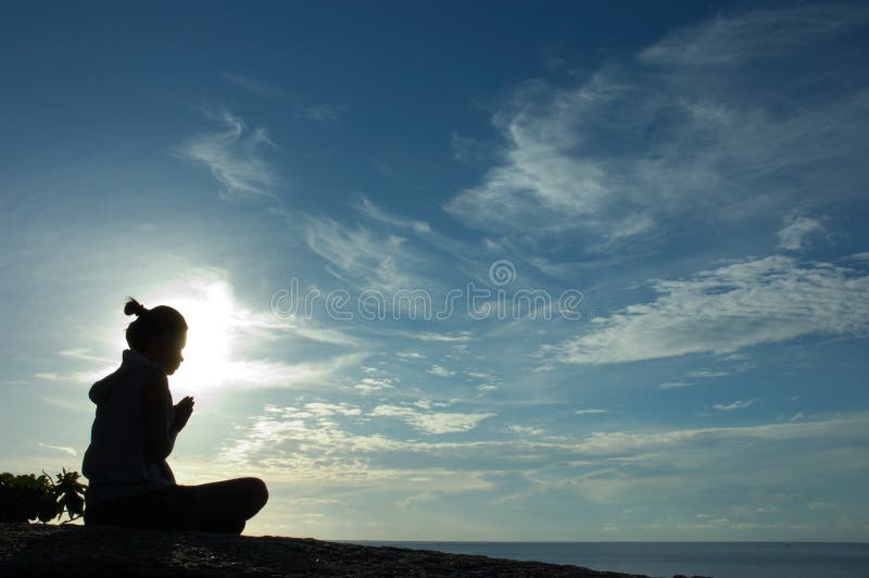 Praying at Sunrise on Island Stock Photo Image of women, sunrise 1292380