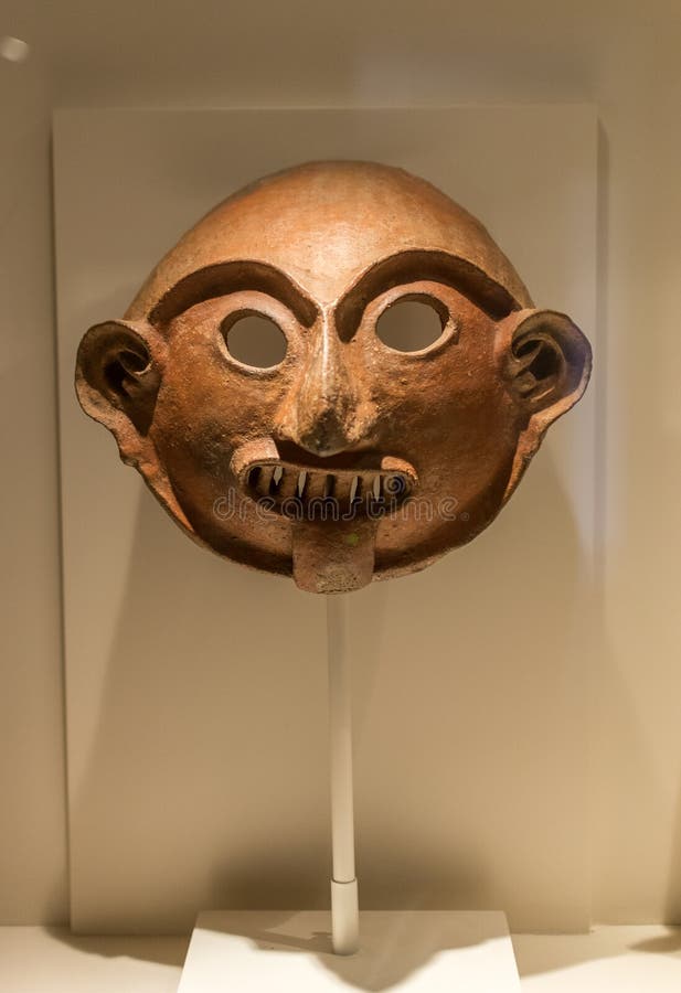 Pre Colombian Art Museum Mask Artifact in Cusco, Peru. Editorial Photography Image of