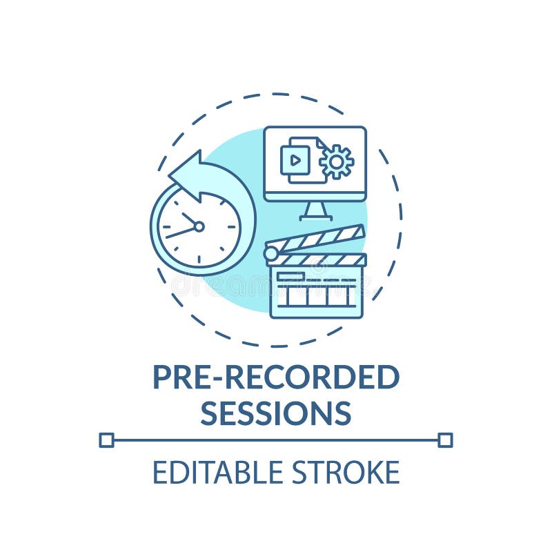 Pre-recorded sessions concept icon stock illustration