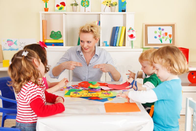 Pre-school children in the classroom with the teacher