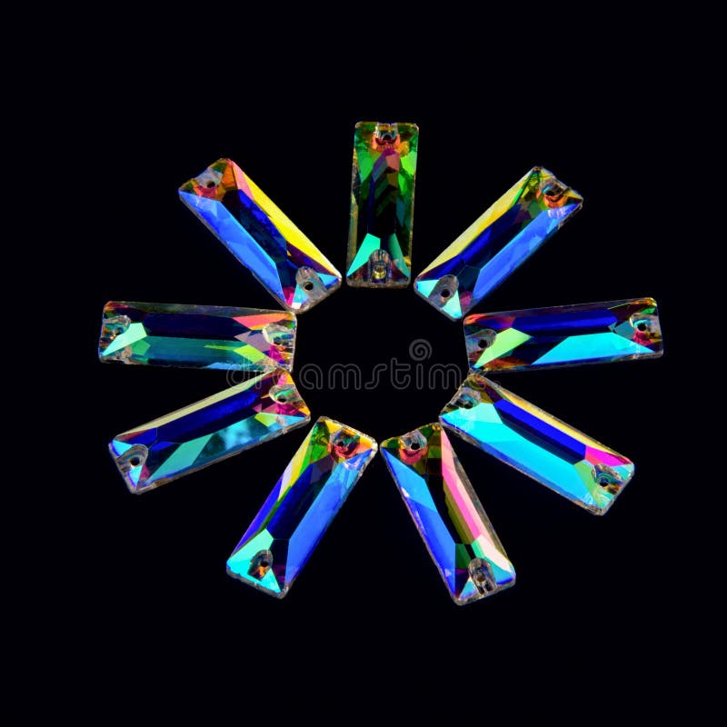 Precious stones crystals in the form of a rectangle against a bl stock photos