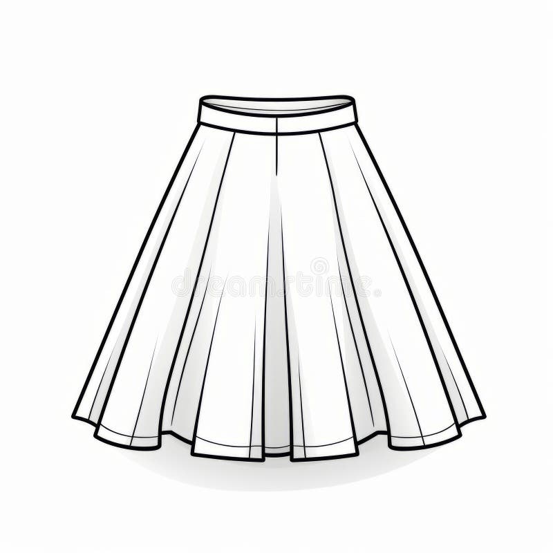 Precise Draftsmanship: White Skirt with Wide Waist Outline Vector ...