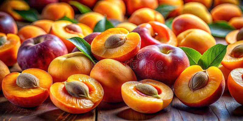 Precisely Sliced Apricots A Glimpse into the Future of Food Processing with AI Food Technology stock illustration