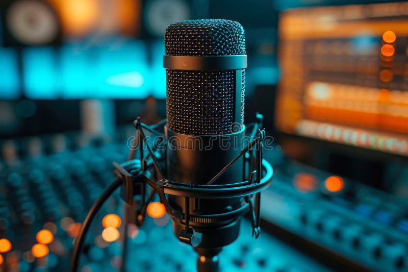 Precisie in spel : vibrerende esportmicrofoon. vector illustratie