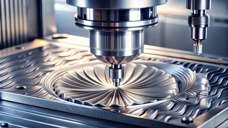 Precision machining a close-up view of industrial metalworking process. Generative AI stock illustration