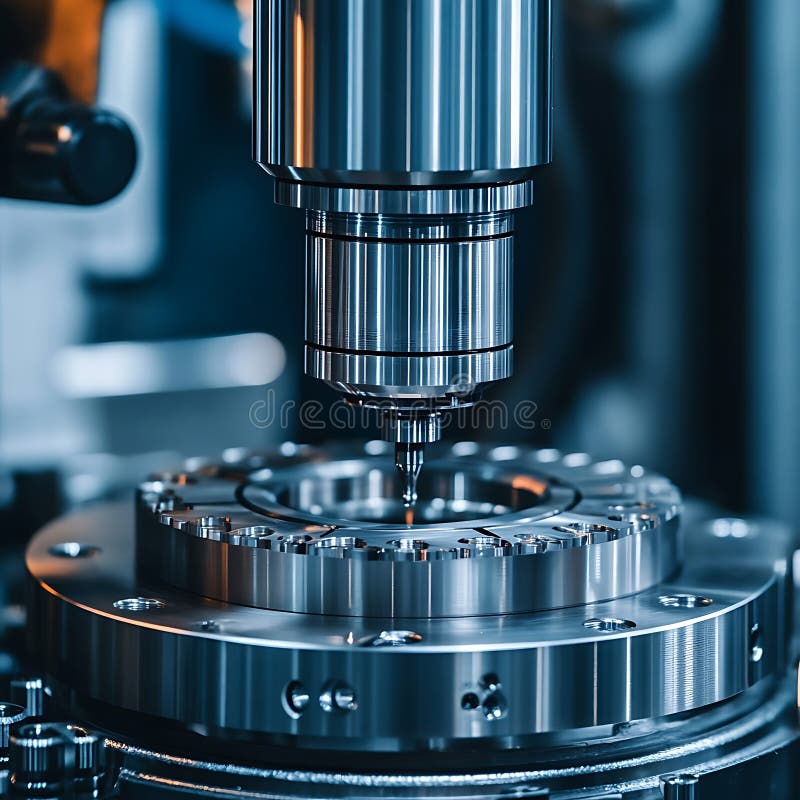 Precision Machining of Metal Components with Advanced Technology stock illustration