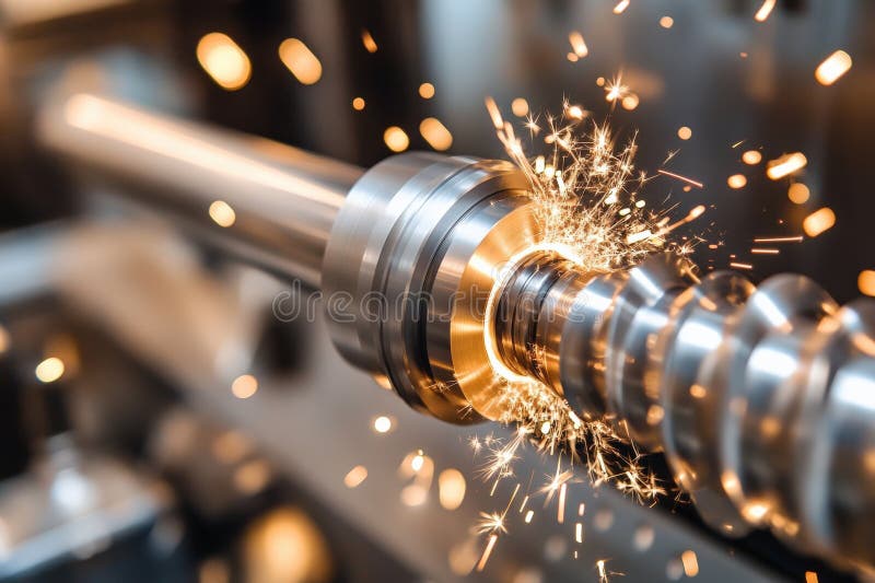 Precision Machining Process with Sparks stock illustration
