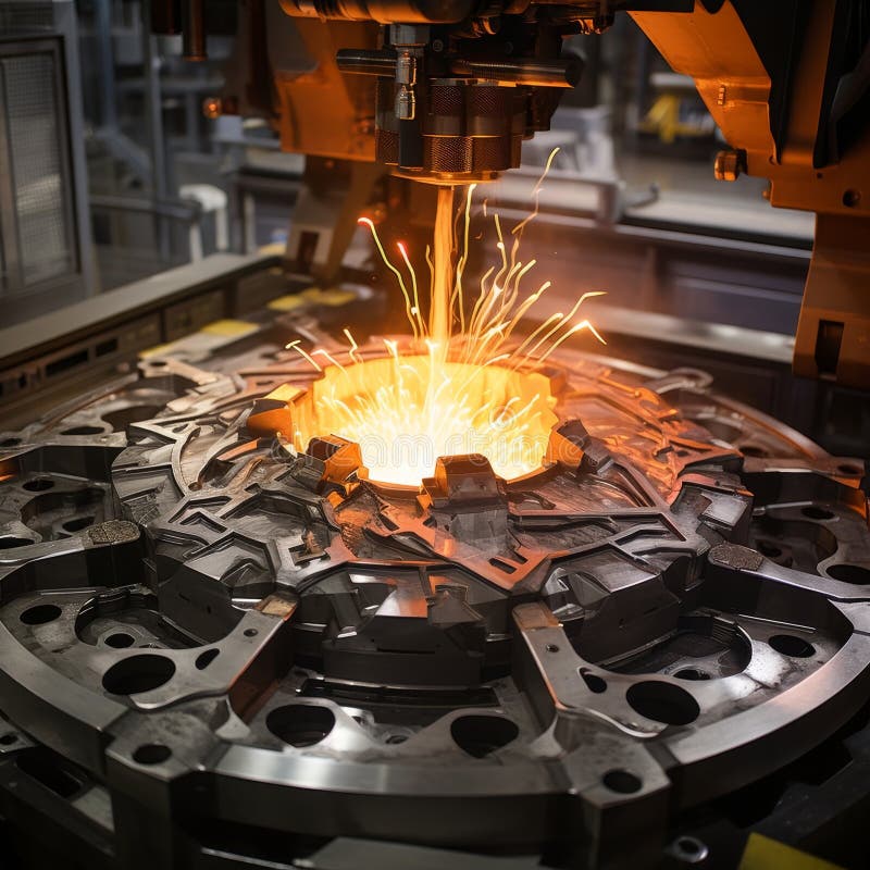 Precision machining of rocket engine component aerospace industry complexity displayed royalty free illustration