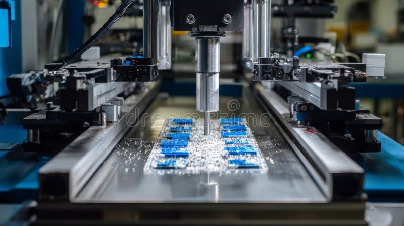 Precision Manufacturing Process Utilizing Advanced Machinery to Create High-Quality Components in a Controlled Environment stock photos