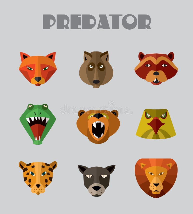 Predator animals icons. stock illustration. Illustration of cartoon -  63397004