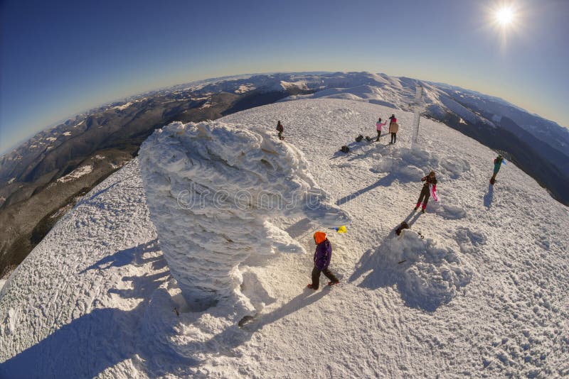 31 December 2015. Climbers from all over the country tradition New Year holiday on the highest peak of Ukraine Goverla 2061 Montenegrin Mountains. Photos from the drone. 31 December 2015. Climbers from all over the country tradition New Year holiday on the highest peak of Ukraine Goverla 2061 Montenegrin Mountains. Photos from the drone