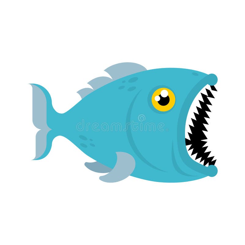 Predatory Fish with Open Mouth Isolated. Vector Illustration Stock