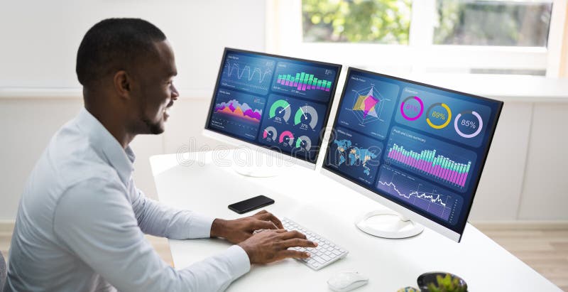 Predictive Business Analytics. African American Analyst royalty free stock images