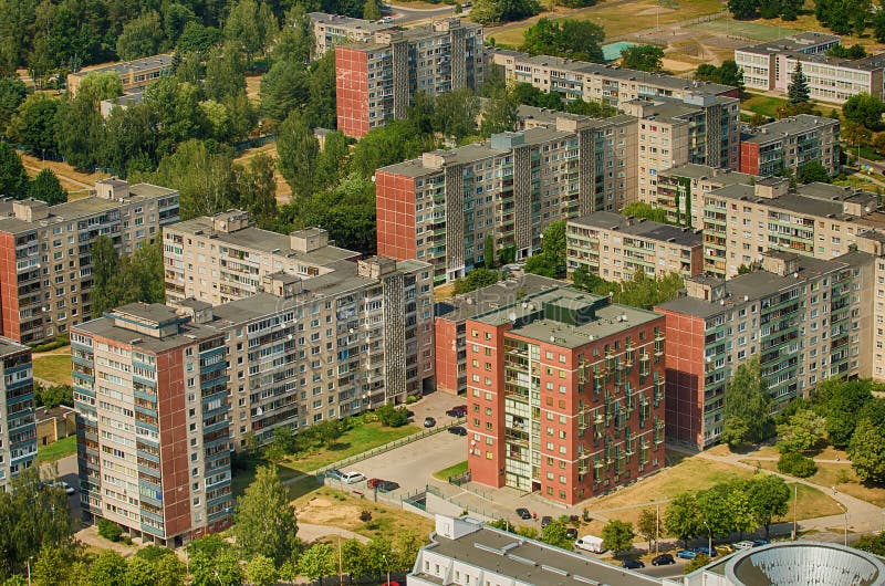 Prefab Houses in Karoliniskes, Vilnius, Lithuania Stock Photo Image