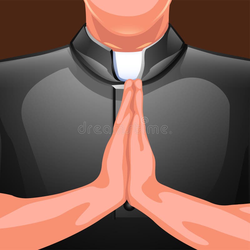 Illustration of praying priest partly viewed on brown background. Illustration of praying priest partly viewed on brown background