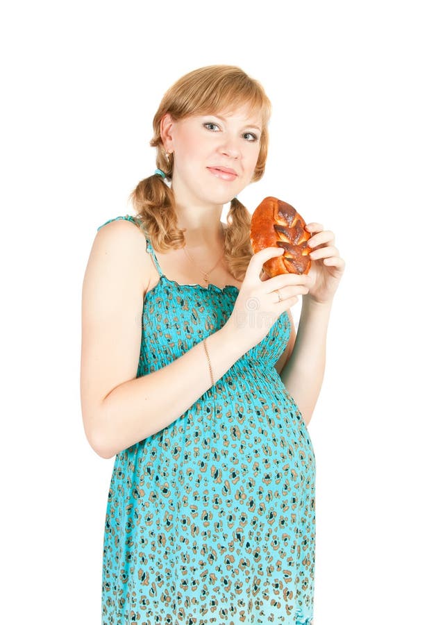 Pregnant Woman Eating Brown Bread Stock Photos Free & RoyaltyFree