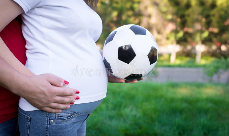 Pregnant Belly And Football Ball Stock Photo - Image of beautiful ...