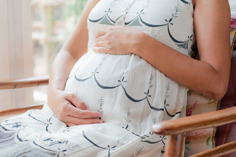 Pregnancy Woman Sit on a Chair Stock Image Image of attractive
