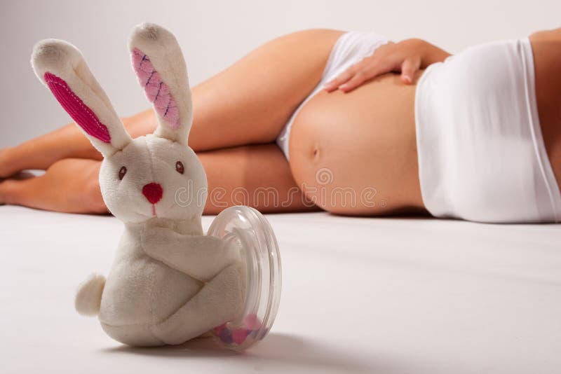 Pregnant belly with bunny