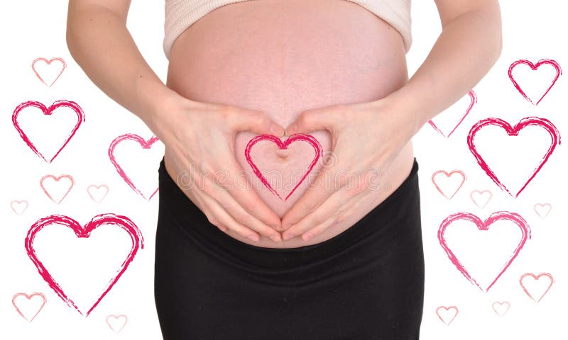 Pregnant Belly with Hearts of Love