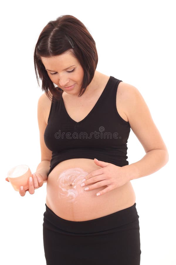 Pregnant body care royalty free stock image