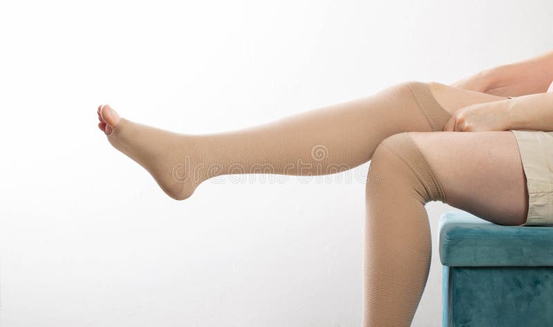 Pregnant Woman Wearing Compression Stockings Varicose Veins Prevention Compression  Tights Stock Photo by ©glisic_albina 551467602