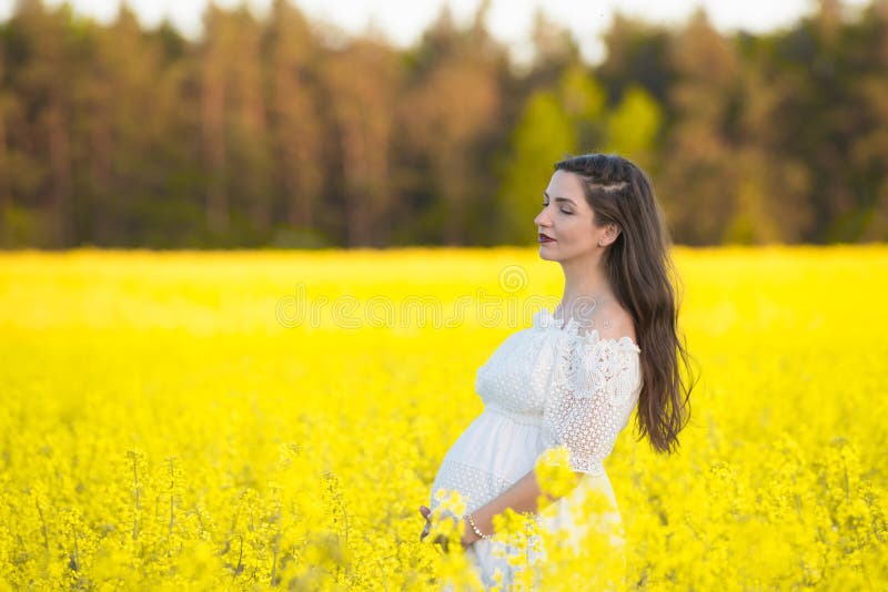 Pregnant girl in a white dress. Outdoor natural portrait of beautiful pregnant woman in white dress royalty free stock photo Pregnant girl in a white dress. Outdoor natural portrait of beautiful pregnant woman in white dress royalty free stock photo