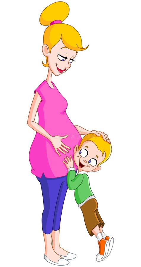 Pregnant Mom With Son Stock