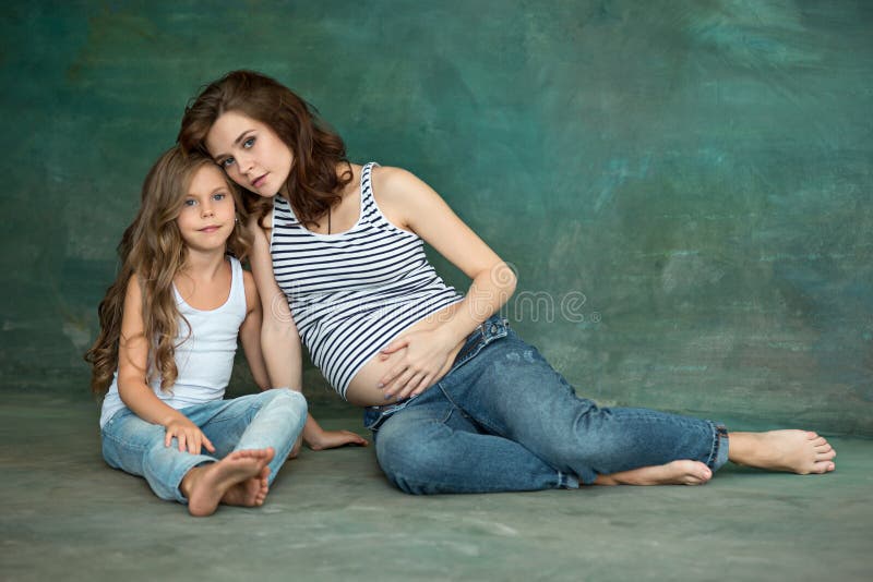 Pregnant Mother With Teen Daughter Family Studio Portra