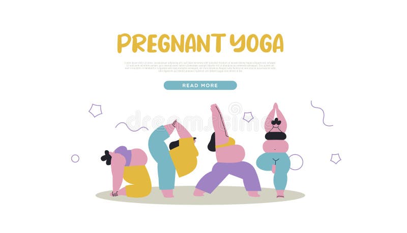 Pregnant Mother Yoga Class Group Web Template Stock Vector Pregnant Mother Yoga Class Group Web Template Stock Vector