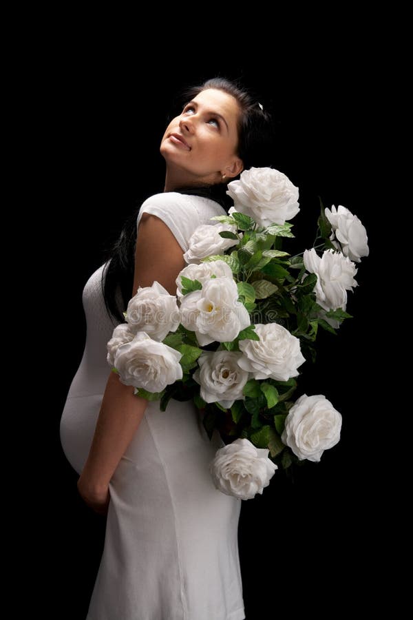 Pregnant with roses stock photo. Image of beauty, life 16934374