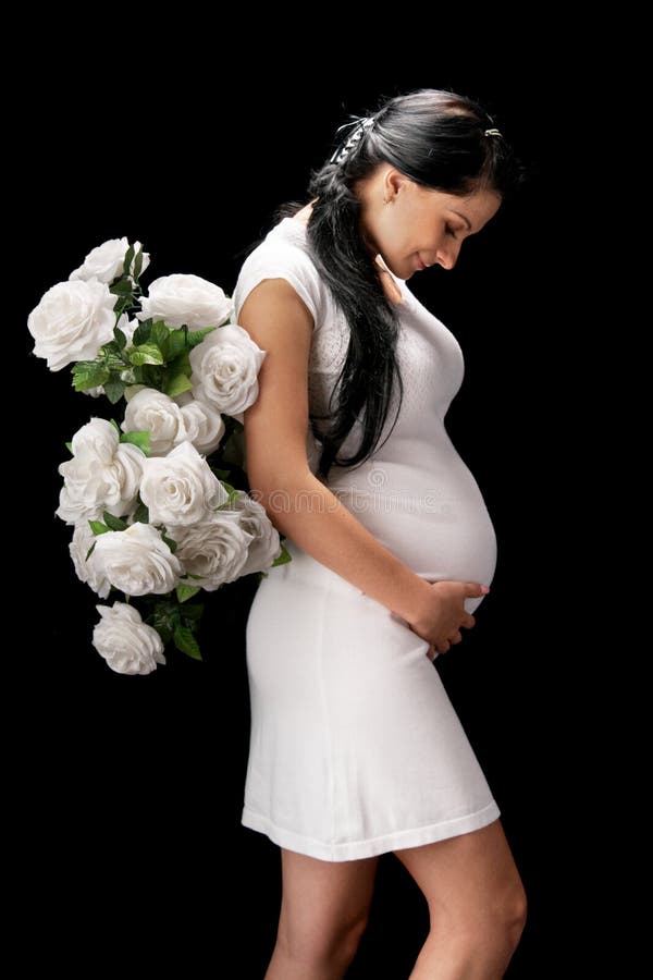 Pregnant with roses stock photo. Image of adult, love 17445452