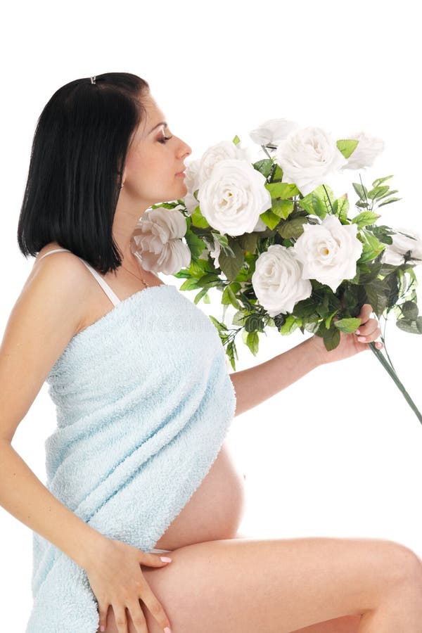 Pregnant with roses stock image. Image of adult, beauty 17259519