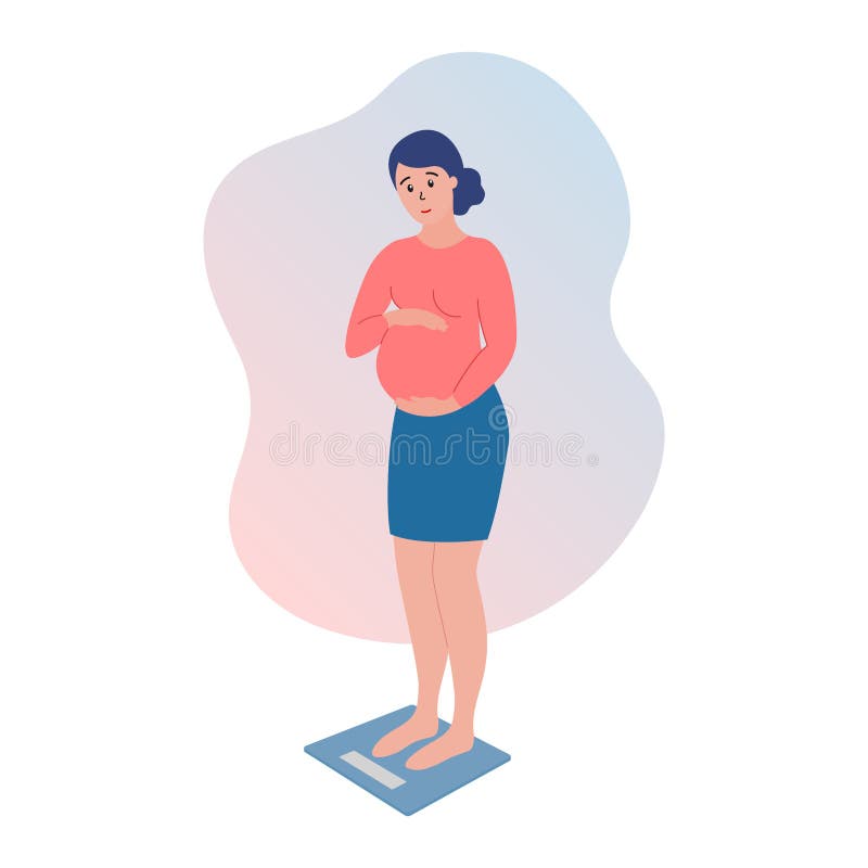 Premium Vector  Woman standing on a scale for weight loss