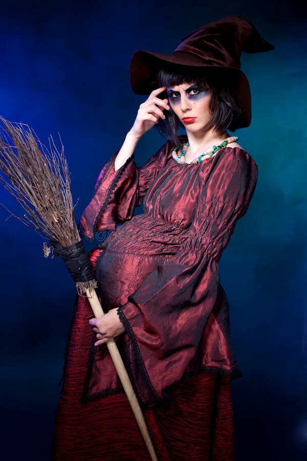 Pregnant witch. Halloween stock image. Image of farce 27201703