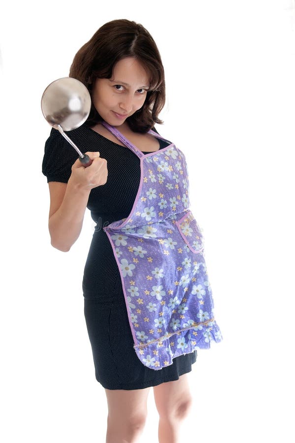 Pregnant woman in apron