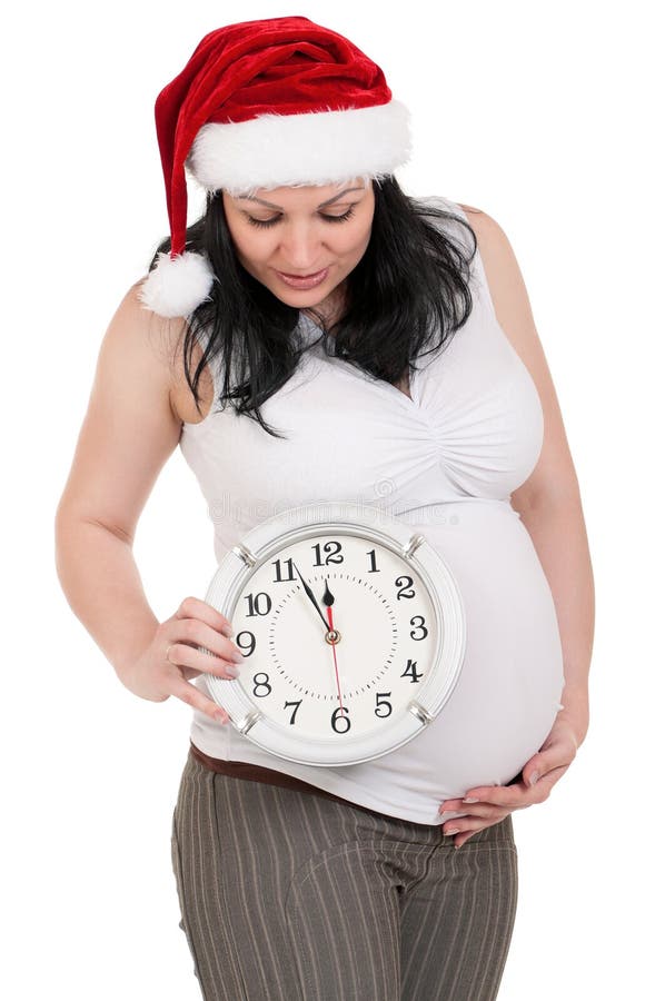 Pregnant woman with clock