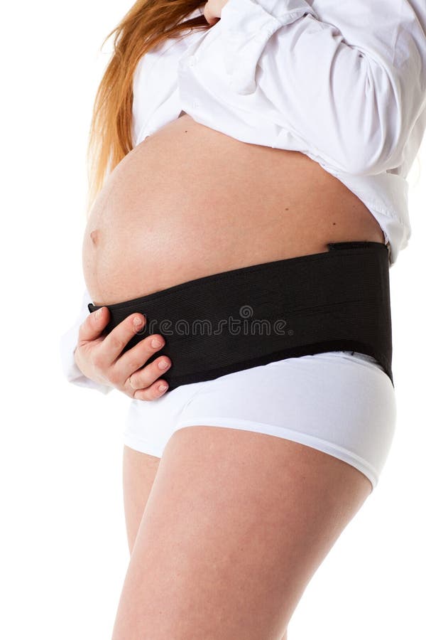 Pregnant Woman Dressing Maternity Girdle Stock Photo - Image of
