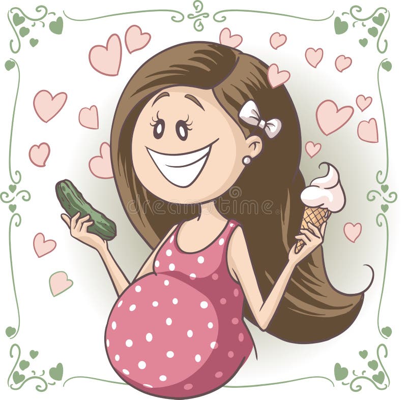 Vector cartoon of a pregnant woman craving strange food combinations. File type: vector EPS AI8 compatible. No transparencies used. Vector cartoon of a pregnant woman craving strange food combinations. File type: vector EPS AI8 compatible. No transparencies used.